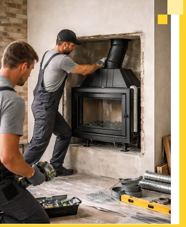 Установка каминных топок в Сланцах: монтаж, подключение