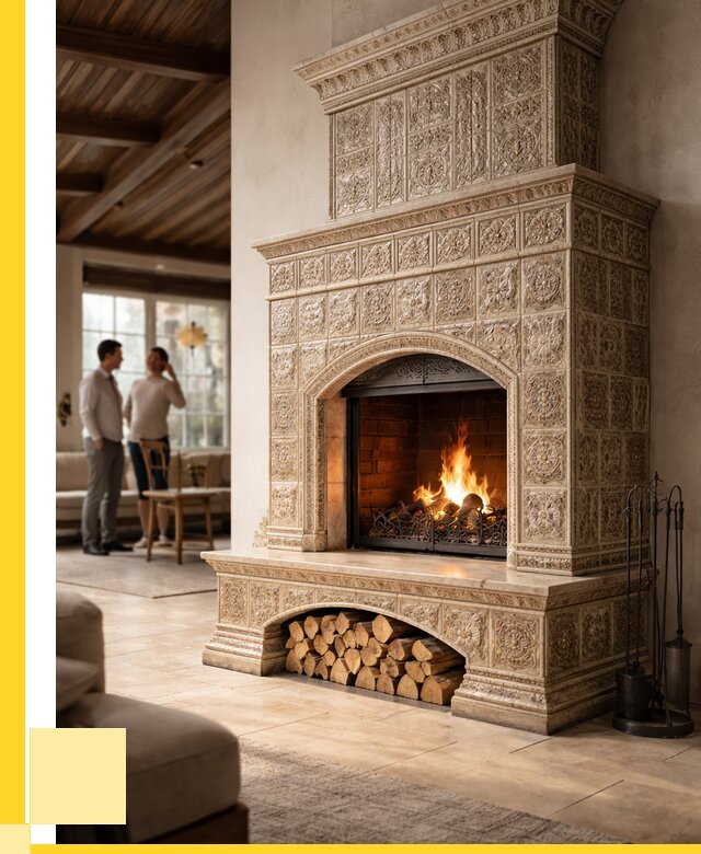 Купить изразцовый камин в Сланцах от 258300 р. | ЭриданСлы