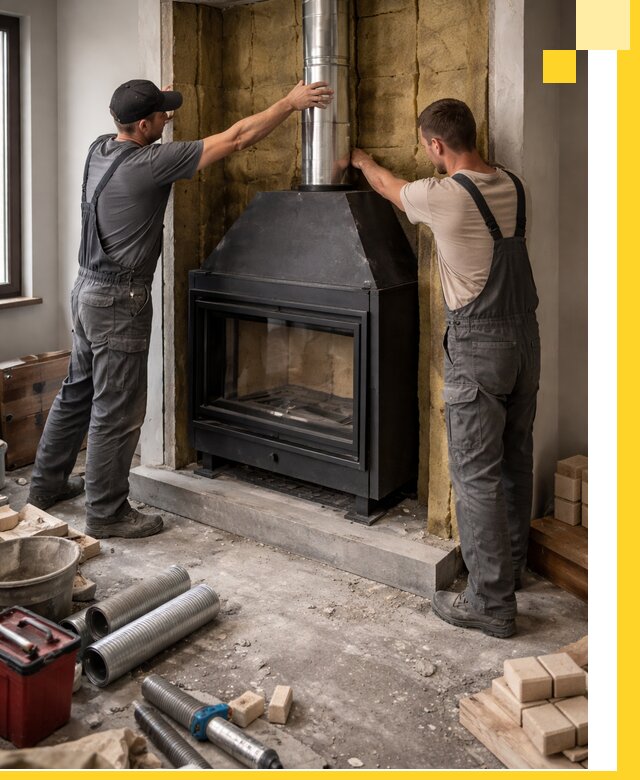 Изготовление и монтаж закрытых каминов в Сланцах под ключ