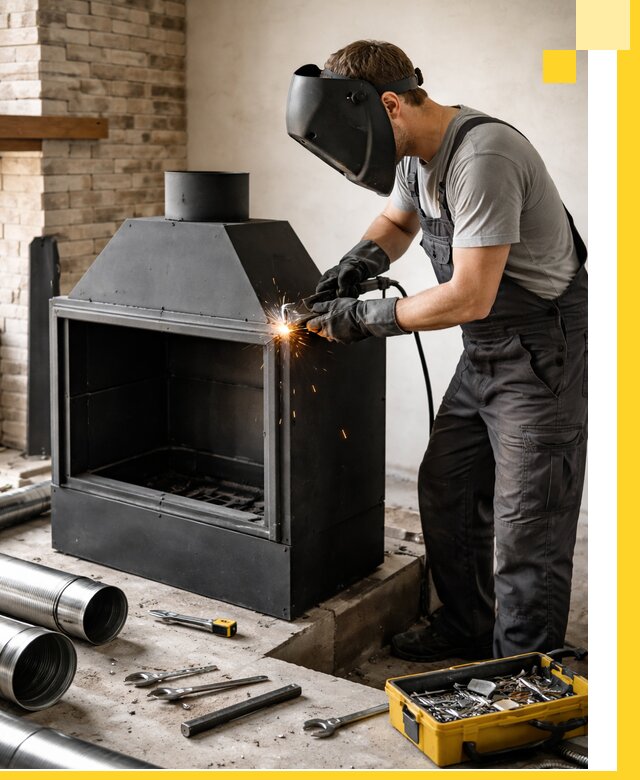 Продажа и установка металлических каминов в Сланцах под ключ