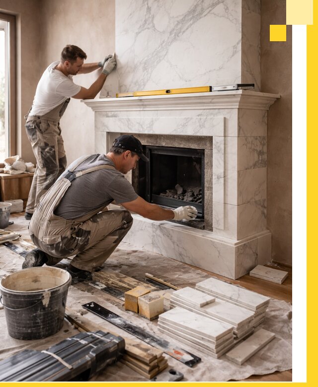 Отделка каминов в Сланцах качественные облицовочные работы