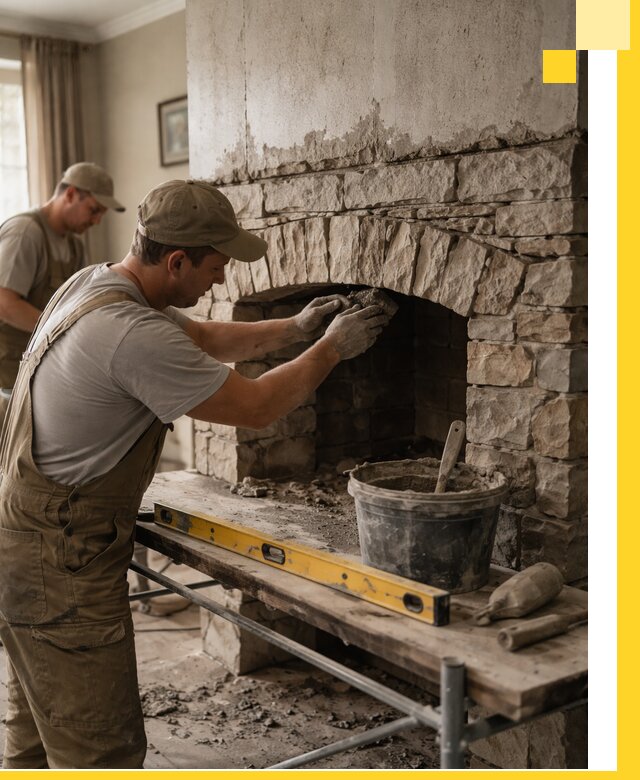 Изготовление каминов под ключ в Сланцах, монтаж и отделка