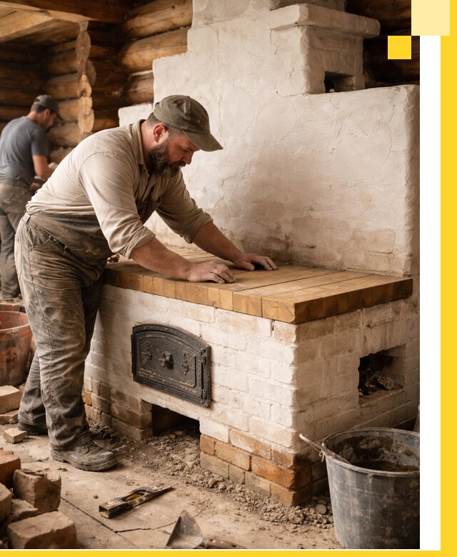 Проектирование и установка русской печи с лежанкой в Сланцах