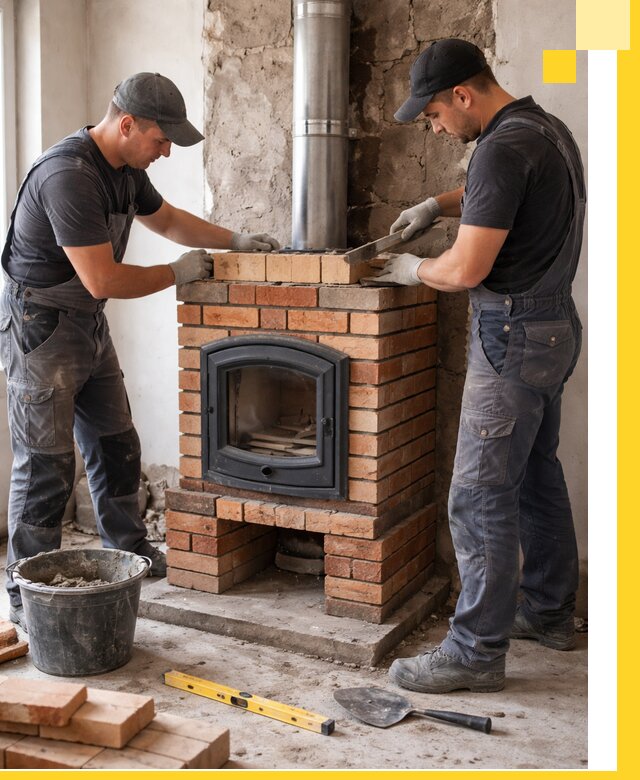 Монтаж печи камина под ключ в Сланцах с гарантией и пусконаладкой