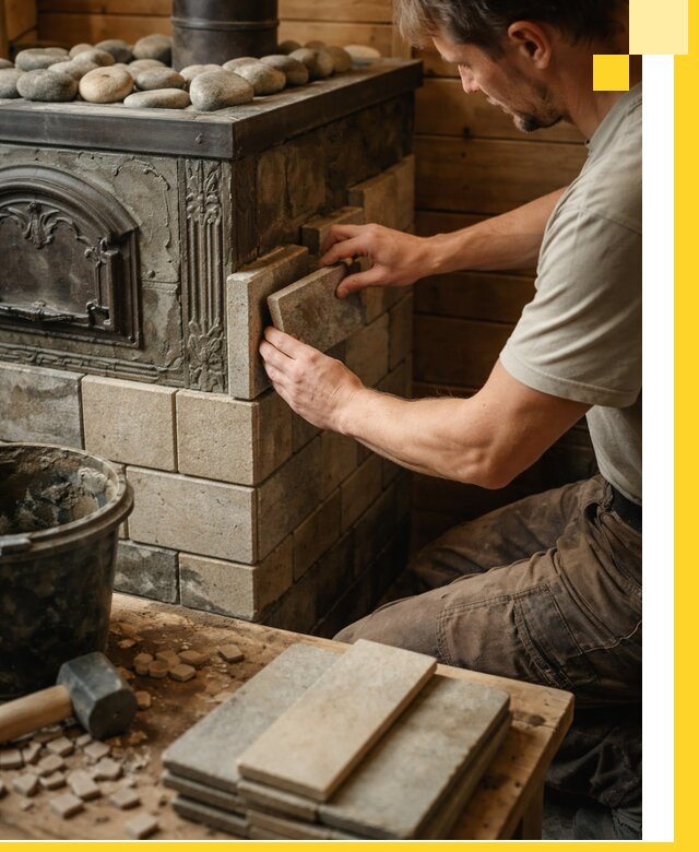 Облицовка банных печей в Сланцах профессиональная отделка