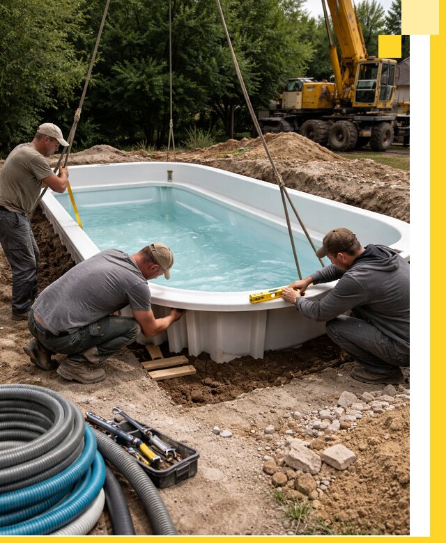 Установка и монтаж композитных бассейнов под ключ в Сланцах