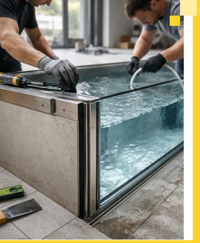 Проектирование и монтаж стеклянных бассейнов в Сланцах