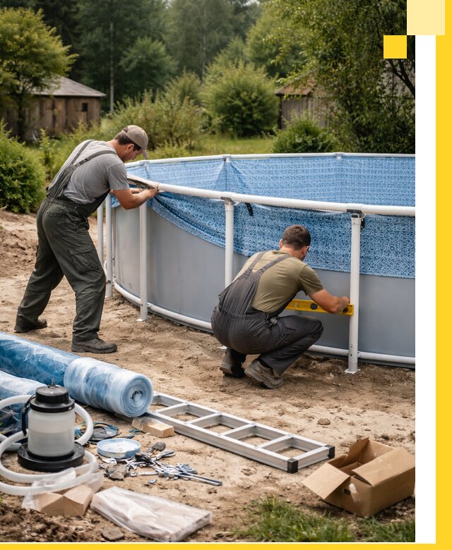 Установка и монтаж каркасных бассейнов в Сланцах под ключ