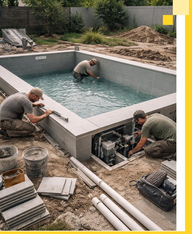 Строительство и монтаж бассейнов для дачи под ключ в Сланцах