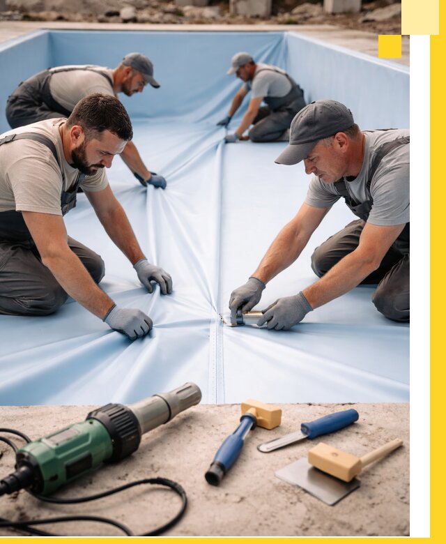 ПВХ пленка для бассейнов с монтажом и гарантией в Сланцах