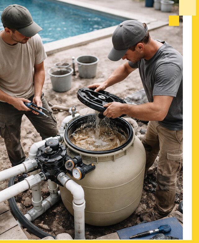 Установка и обслуживание песочных фильтров для бассейнов в Сланцах