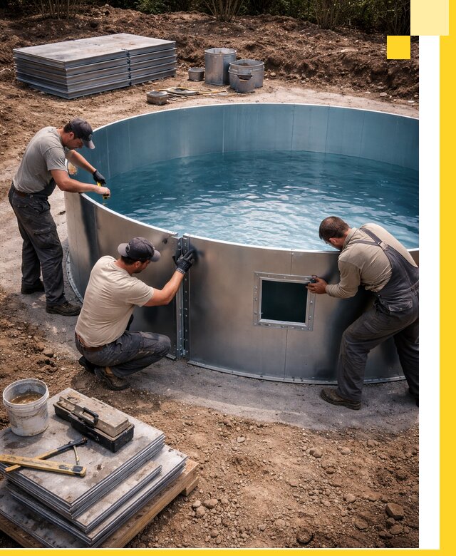 Круглые бассейны под ключ в Сланцах проектирование и монтаж