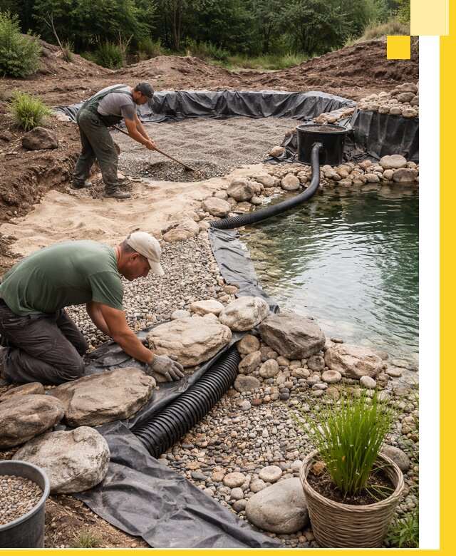 Строительство природных бассейнов и озер в Сланцах под ключ