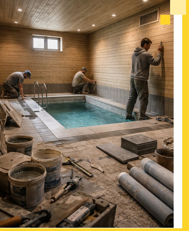 Строительство бани с бассейном и сауной под ключ в Сланцах