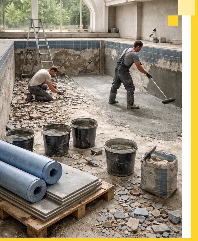 Реконструкция бассейнов в Сланцах: ремонт, гидроизоляция