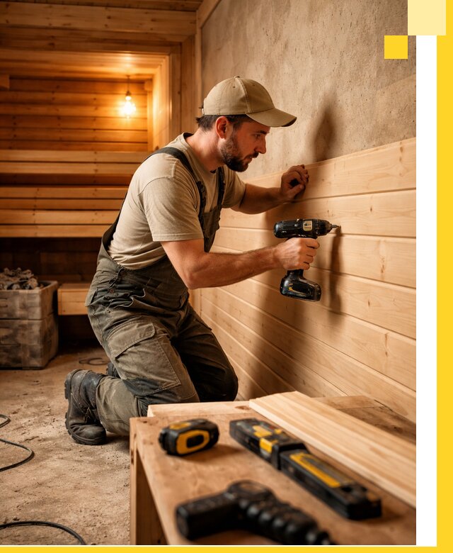 Профессиональная внутренняя отделка бани в Сланцах под ключ