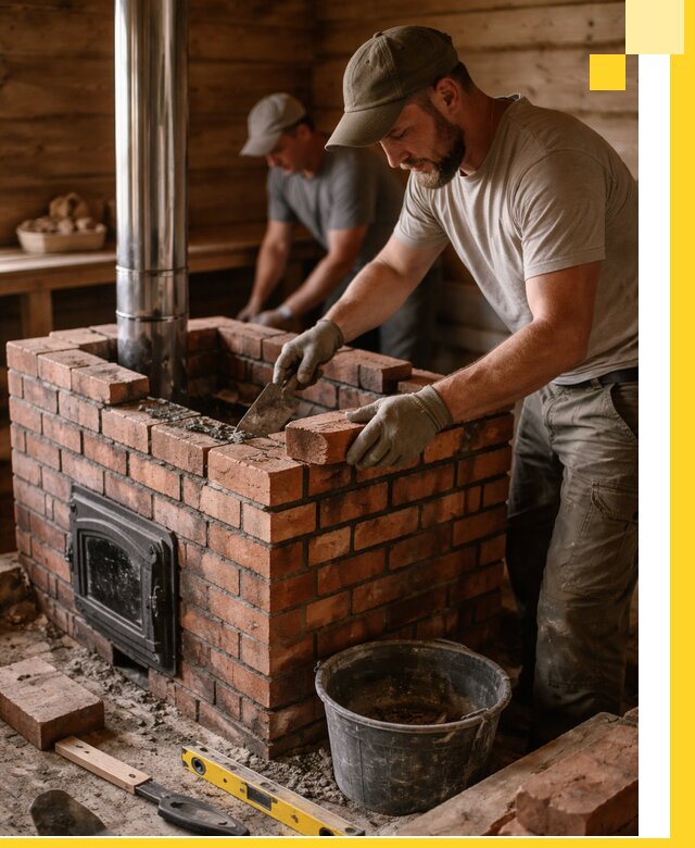 Кирпичные печи для бани под ключ в Сланцах, проект и монтаж