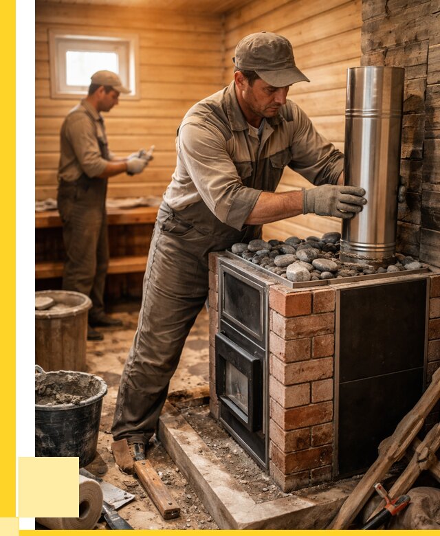 Монтаж печи в бане под ключ в Сланцах от 20664 р. | ЭриданСлы