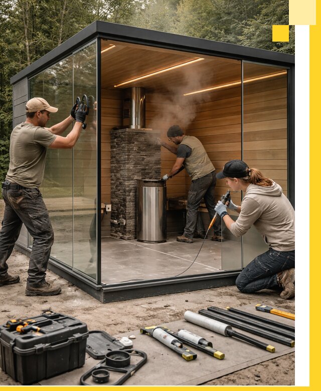 Проектирование и строительство стеклянных бань в Сланцах