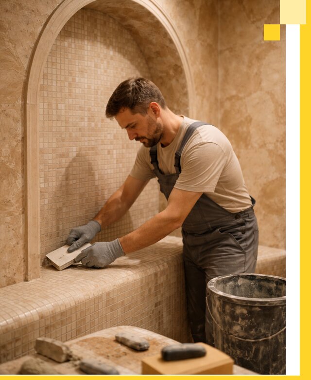 Профессиональная отделка хамамов с мозаикой под ключ в Сланцах