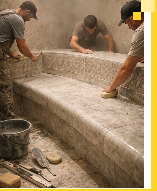 Изготовление и установка сидений для хамама в Сланцах