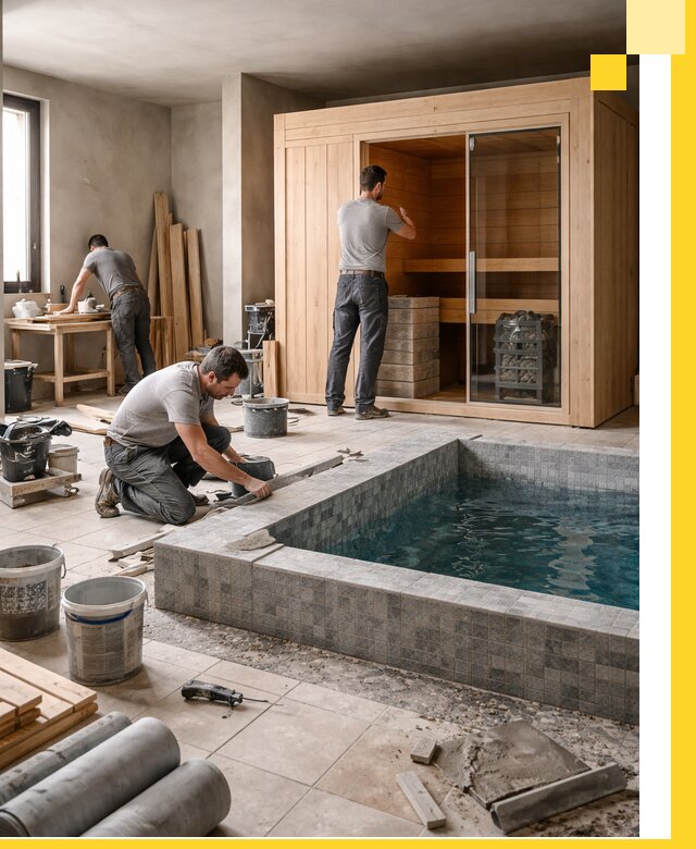 SPA зоны под ключ с бассейном сауной и печью в Сланцах